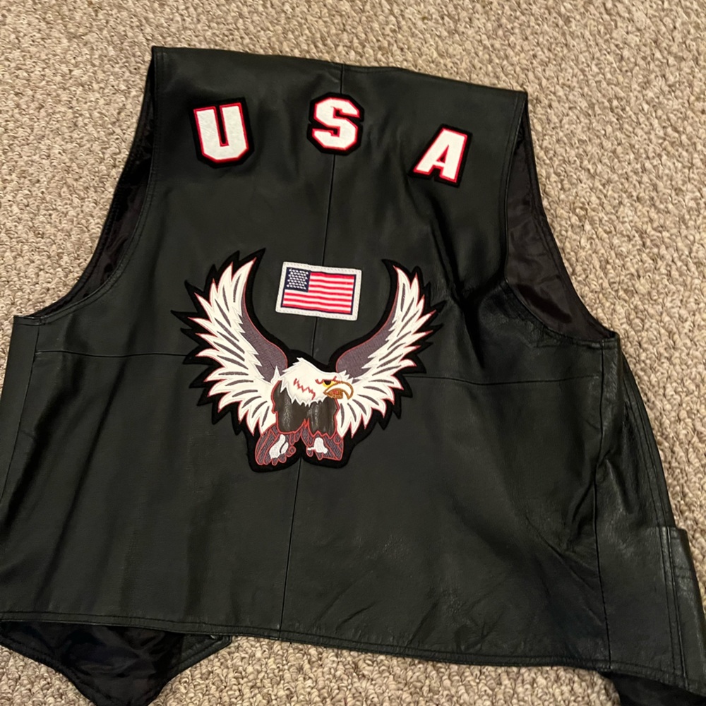 Leather motorcycle vest